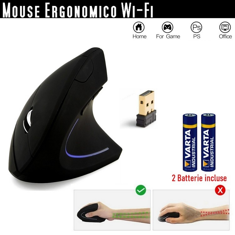 Mouse tunnel carpale ergonomico wireless senza fili - La Tecnologia del  futuro..