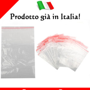 100pz Bustine Sacchetti di Plastica Zip Chiusura a Cerniera Trasparente