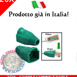 Copriconnettori verde per Plug 8 Poli RJ45 Copri Connettori