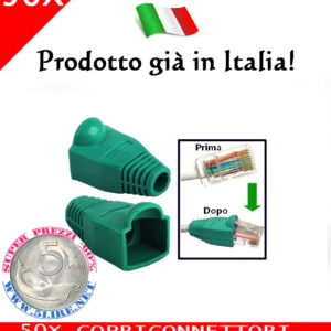 50X Copriconnettori verde per Plug 8 Poli RJ45 Copri Connettori