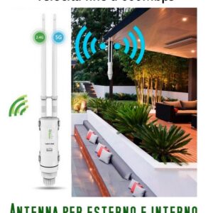 Amplificatore segnale wifi da esterno 2.4G + 5G lunga distanza