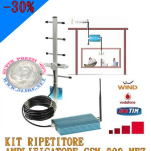 Kit Ripetitore Amplificatore Gsm + Cavo e Antenna Segnale Gsm Cellulare 900Mhz