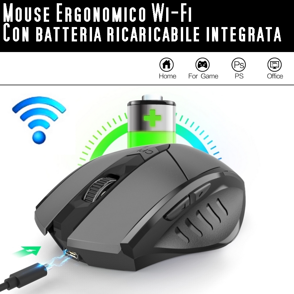 Mouse ricaricabile wireless con batteria integrata ricaricabile
