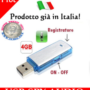 Pen Drive Recorder Mini Micro Registratore Usb 4Gb Vocale Audio Spia Cimice Spy