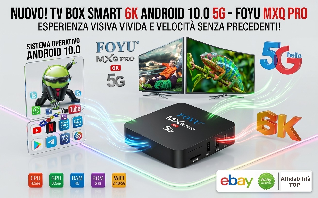 Smart TV Box Android 10.0 Lettore Multimediale Smart TV Box Android 10.0 4GB RAM 64GB ROM 5G