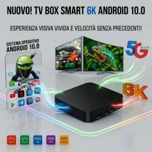 Smart TV Box Android 10.0 4GB RAM 64GB ROM Ethernet WiFi 5G Lettore Multimediale